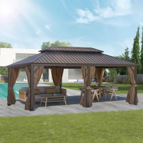 12*20FT patic gazebo,alu gazebo with steel canopy,Outdoor Permanent Hardtop Gazebo Canopy for Patio, Garden, Backyard