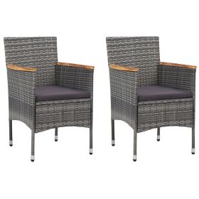 Patio Dining Chairs 2 pcs Poly Rattan Gray