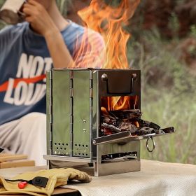 Portable Foldable Square Wood - burning Stove, Compact 8.27*5.51*5.51 - inch Size, Weighing Only 1.7 lb, Essential for Camping and Backpacking