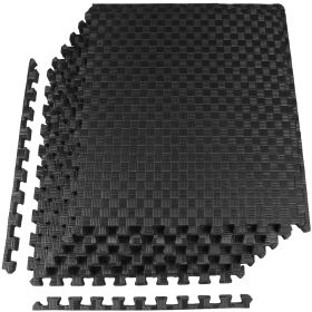 Only Supports Self Pickup  Jigsaw Sports Mat With EVA Foam Interlocking Tiles For Gymnastics And Home Gym Floor Protection, Various Sizes And Colours (Option: Black 1inch 6Pieces)