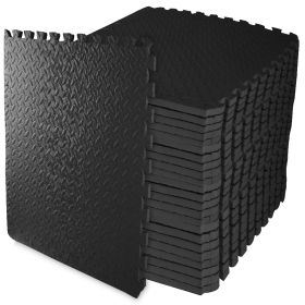 Only Supports Self Pickup  Jigsaw Sports Mat With EVA Foam Interlocking Tiles For Gymnastics And Home Gym Floor Protection, Various Sizes And Colours (Option: BlacThreequartersinch 24Pieces)