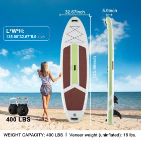 Inflatable Stand Up Paddle Boards 10 Ft 5 In With Premium SUP Paddle Board Accessories, Wide Stable Design, Non-Slip Comfort Deck For Youth & Adults (Option: Brown green)