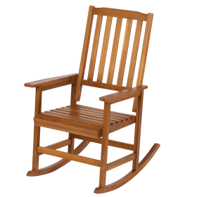 Acacia Indoor Rocking Chair, Outdoor Solid Wood Patio Furniture New Style Light Brown (Color: as Pic)