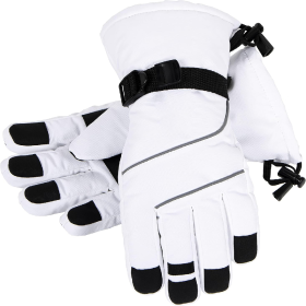 Only Supports Self Pickup  Men's Ski Gloves Waterproof Insulated Snow Gloves With Touch Screen (Option: White Medium)